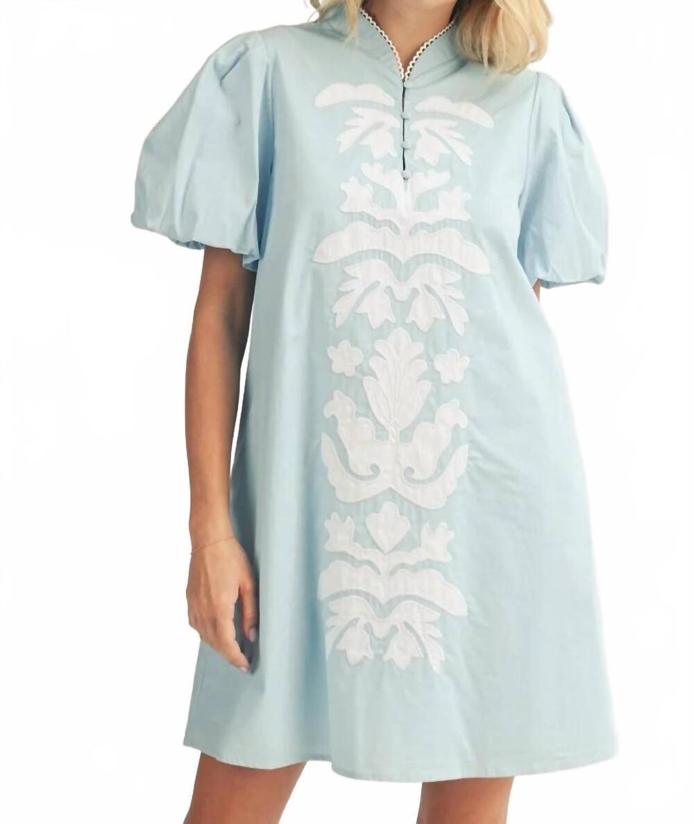 NEW JODIFL waverly appliqué mini dress in blue